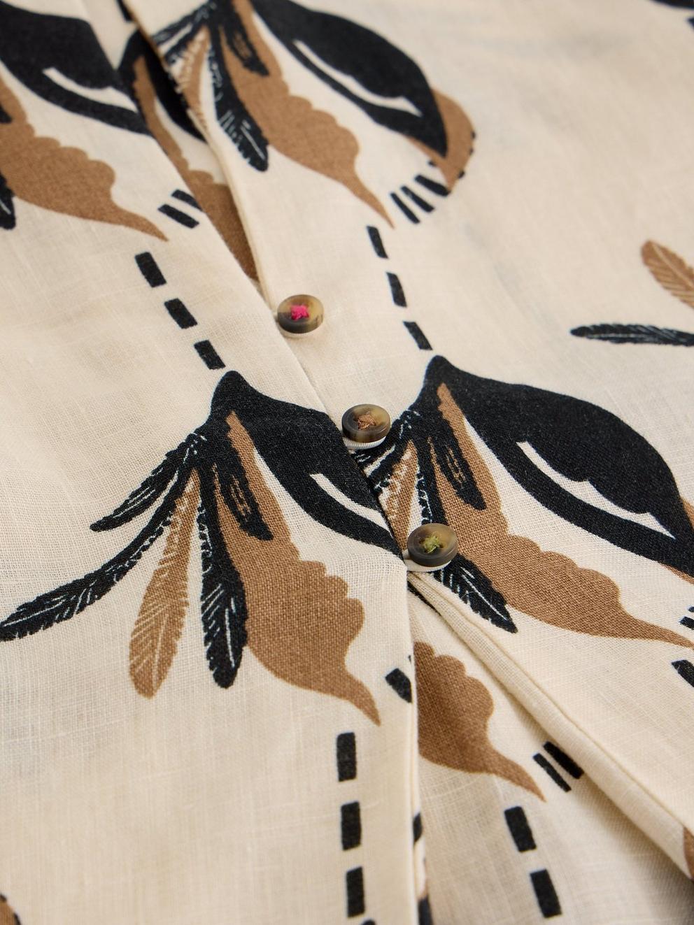 Bianca Linen Printed Tunic in IVORY PR - FLAT DETAIL