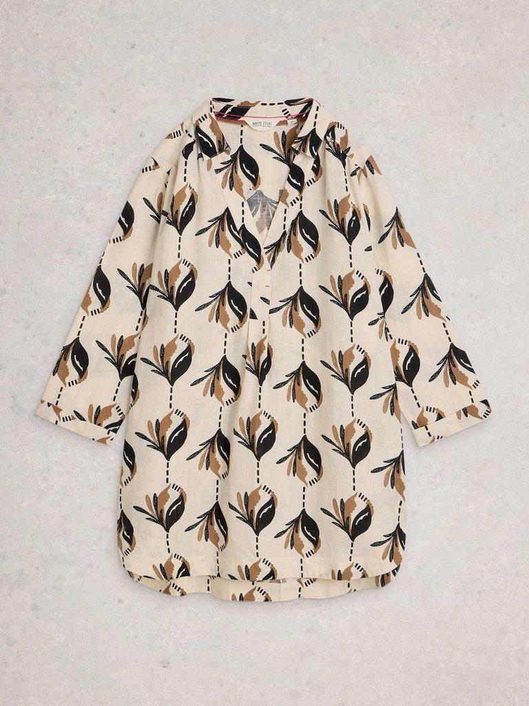 Bianca Linen Printed Tunic in IVORY PR - FLAT FRONT