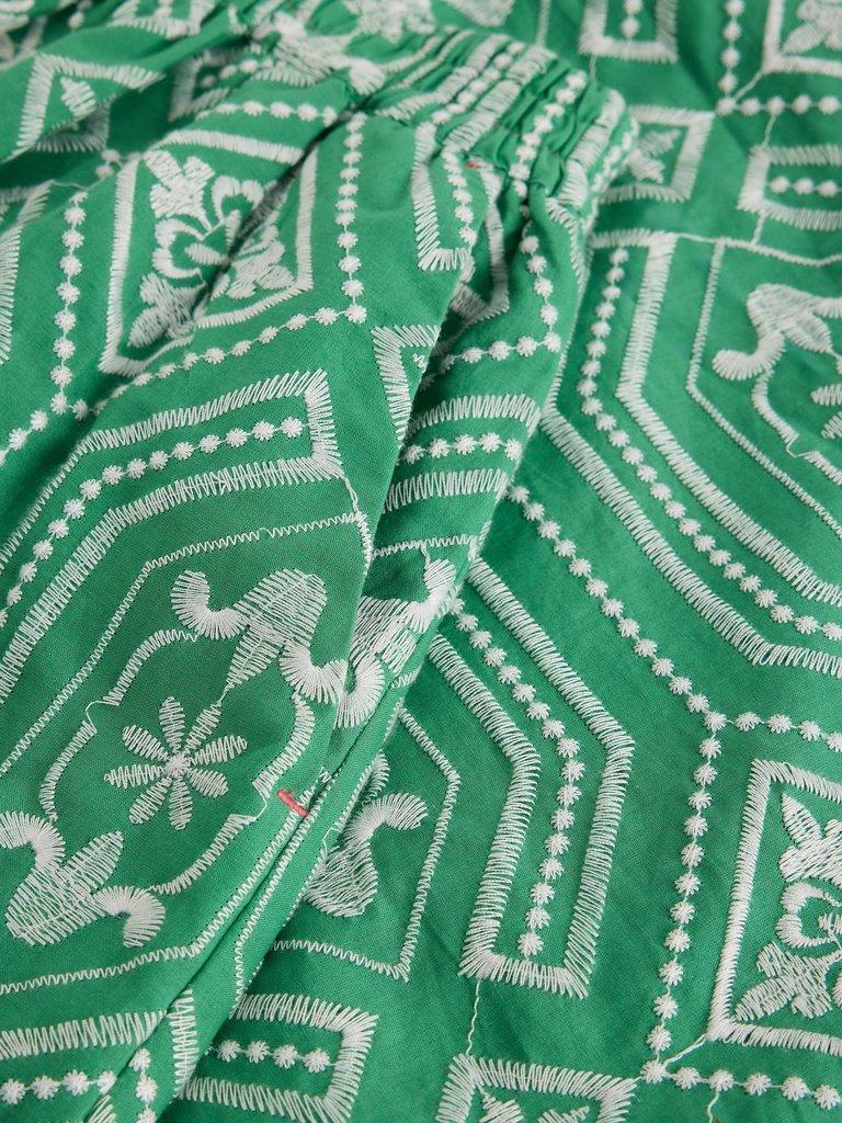 Hallie Embroidered Midi Skirt in GREEN MLT - FLAT DETAIL