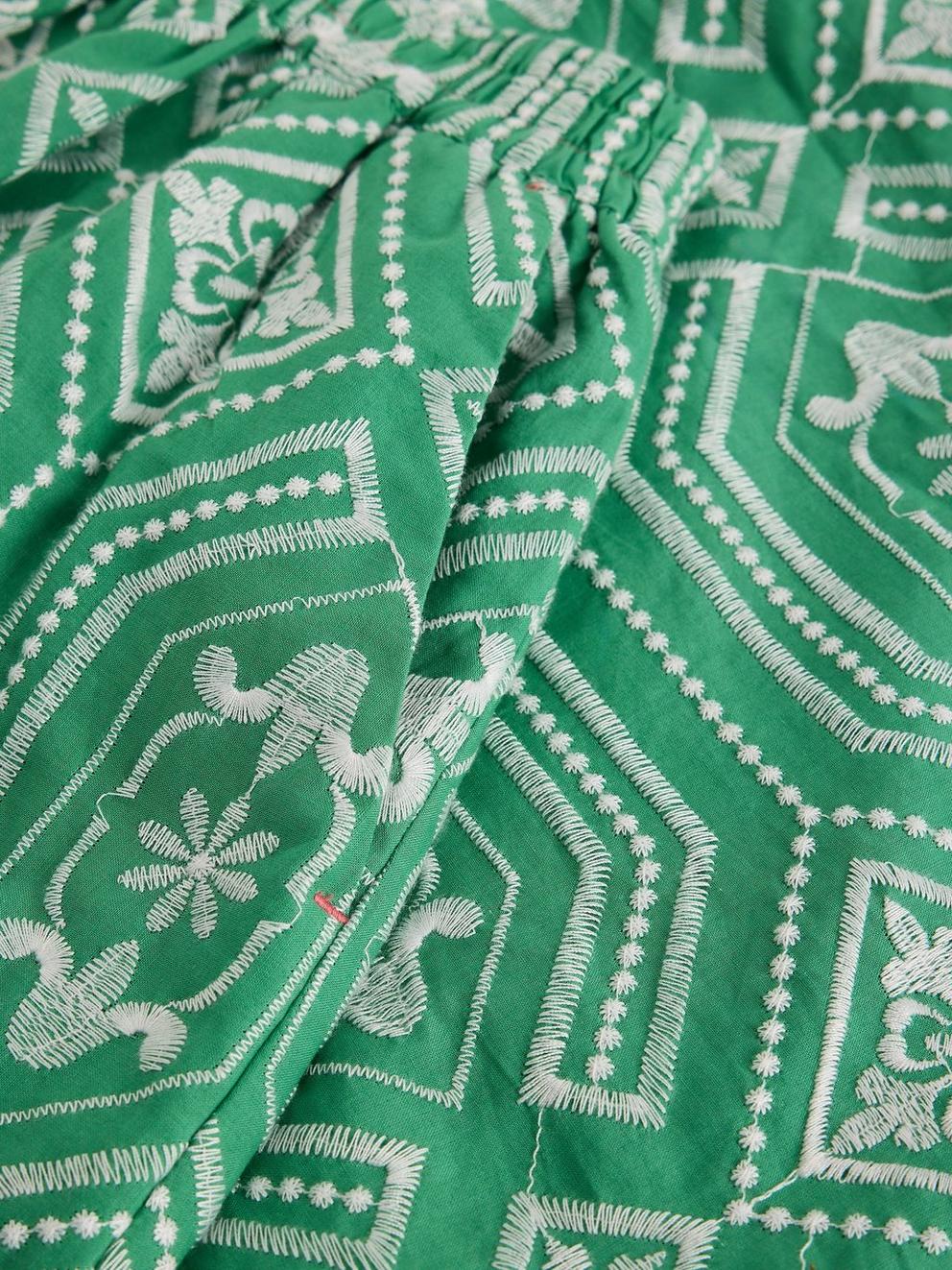 Hallie Embroidered Midi Skirt in GREEN MLT - FLAT DETAIL