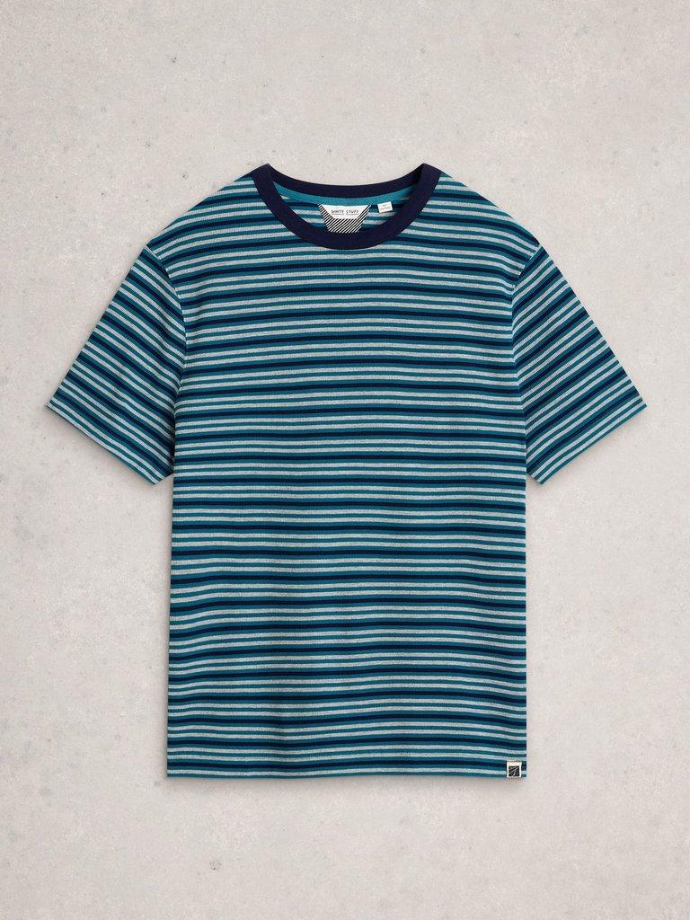 Harrington Waffle Stripe Tee in BLUE MLT - FLAT FRONT