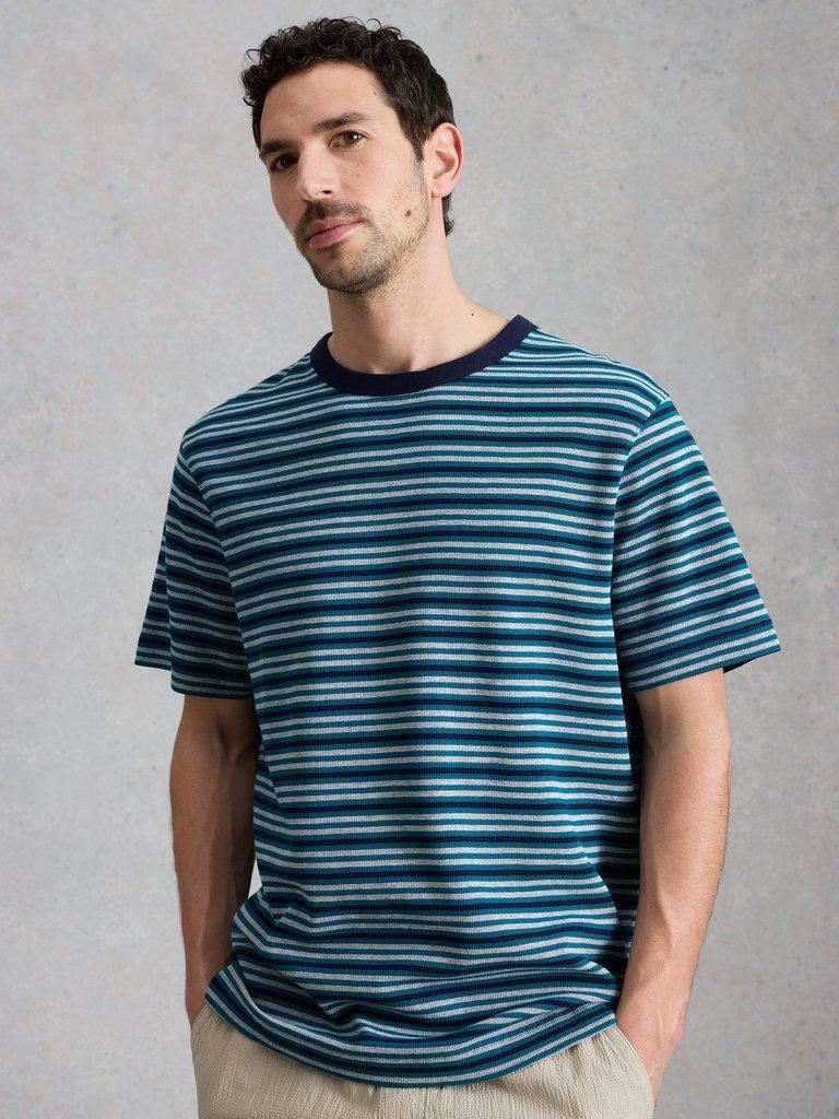Harrington Waffle Stripe Tee in BLUE MLT - LIFESTYLE