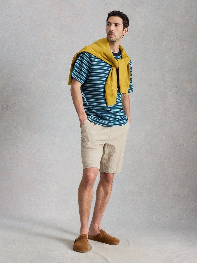 Harrington Waffle Stripe Tee in BLUE MLT - MODEL FRONT