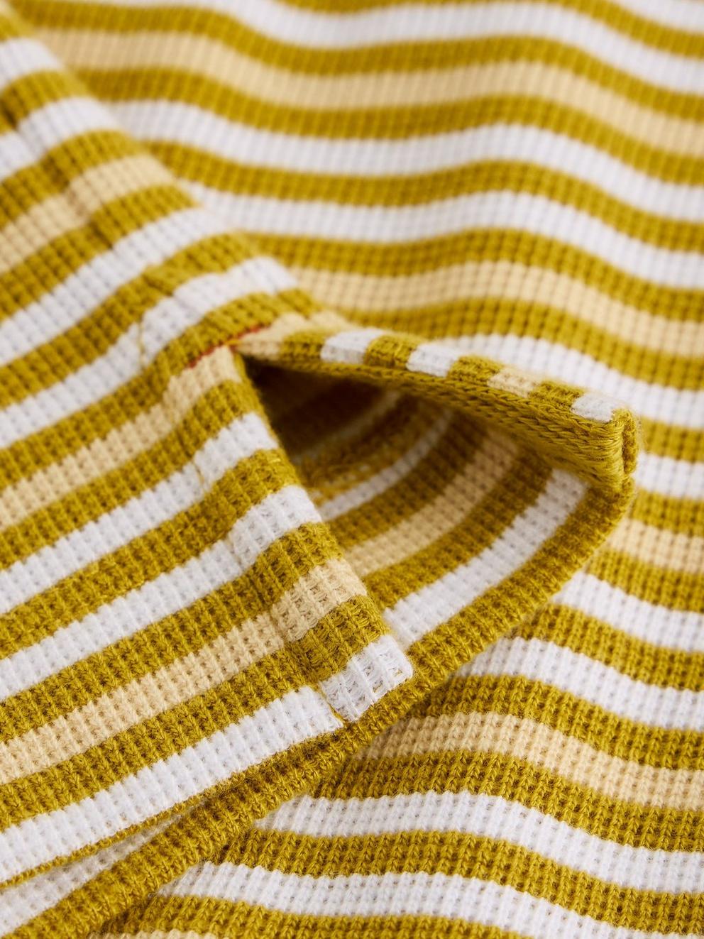 Harrington Waffle Stripe Tee in YELLOW MLT - FLAT DETAIL