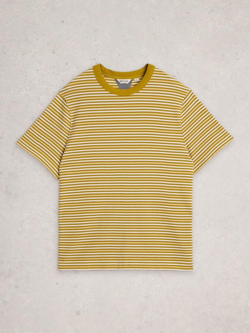 Harrington Waffle Stripe Tee in YELLOW MLT - FLAT FRONT