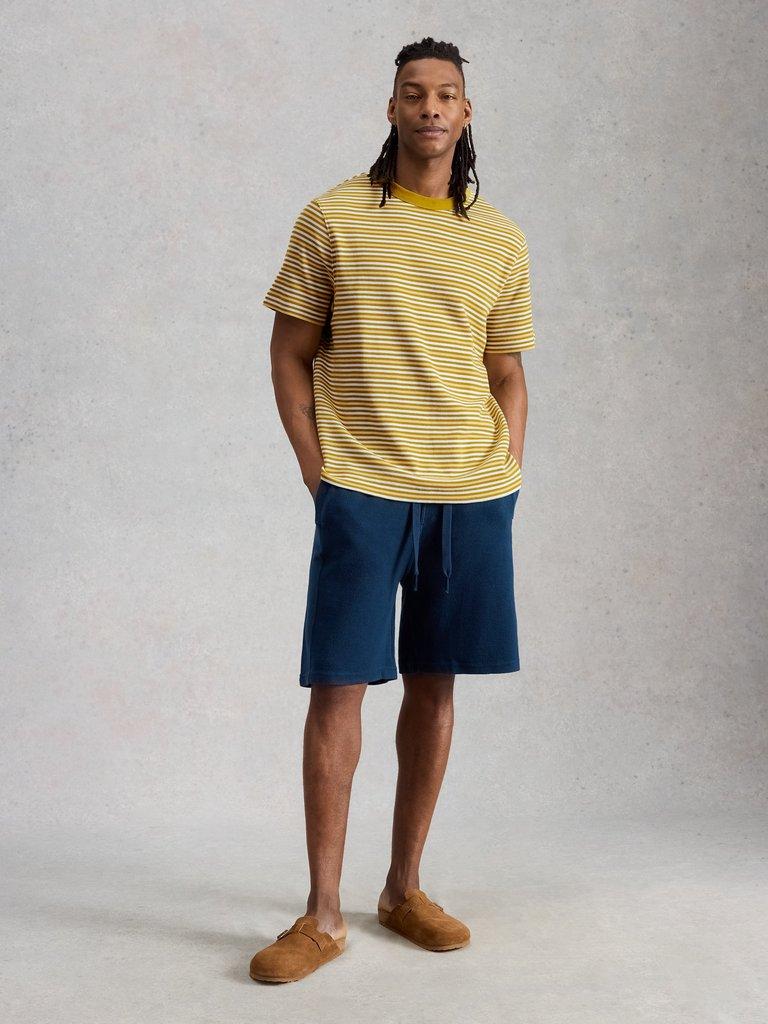 Harrington Waffle Stripe Tee in YELLOW MLT - MODEL FRONT