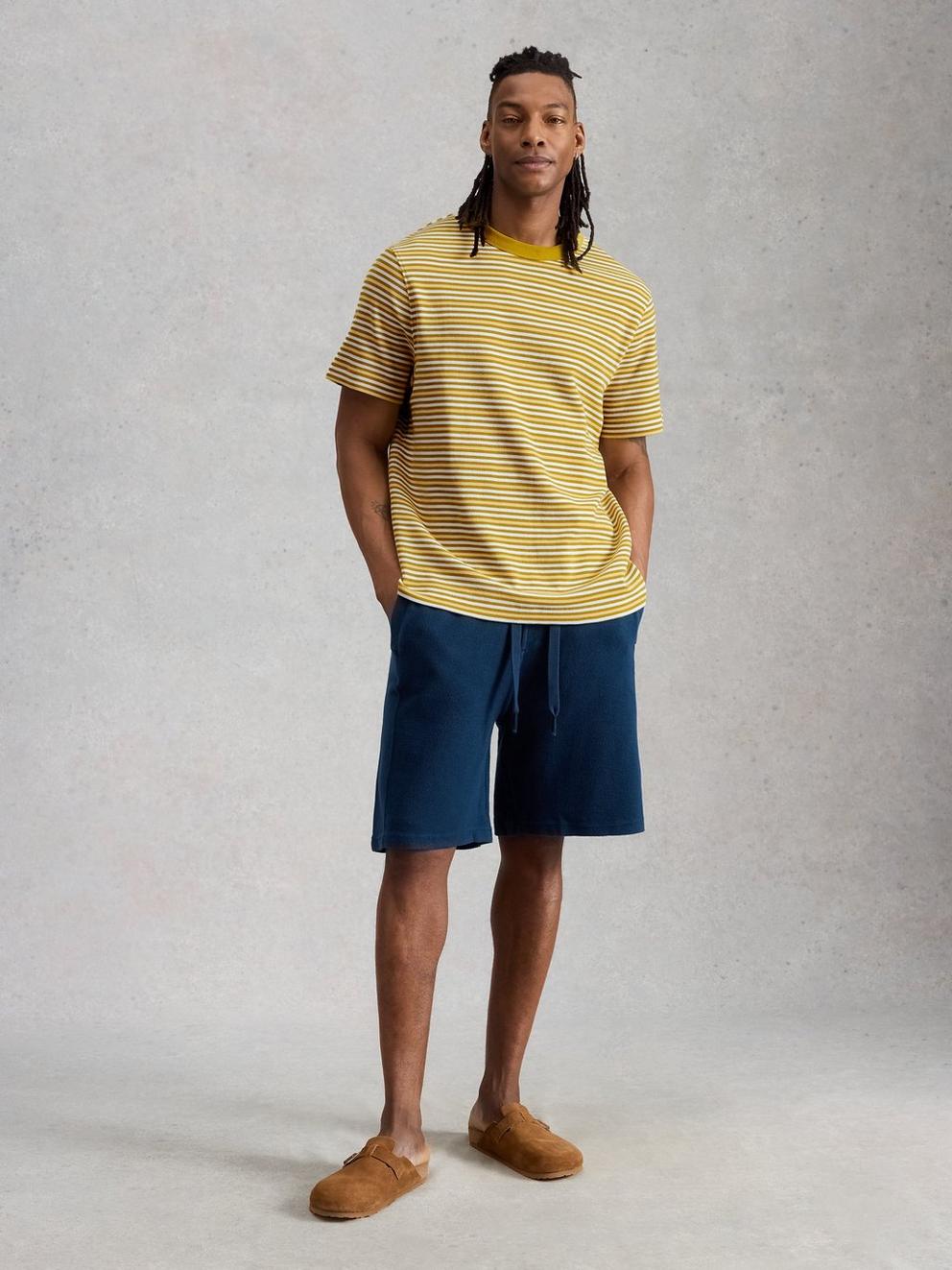 Harrington Waffle Stripe Tee in YELLOW MLT - MODEL FRONT
