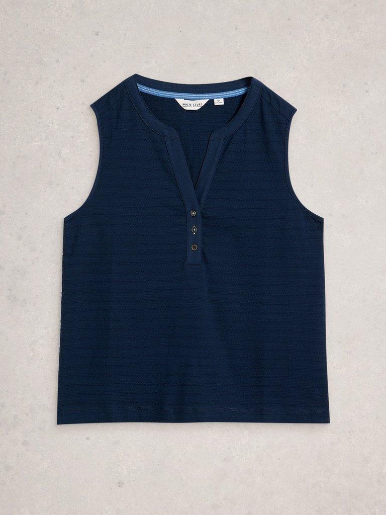 NORA TEXTURE NOTCH VEST in DARK NAVY - FLAT FRONT