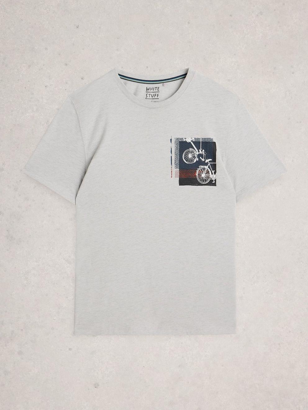 Abersoch Bike Print Graphic Tee in GREY PR - FLAT FRONT