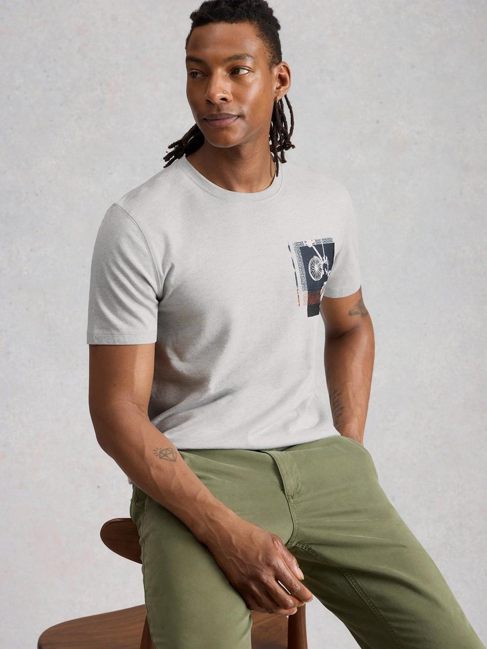 Abersoch Bike Print Graphic Tee in GREY PR - LIFESTYLE
