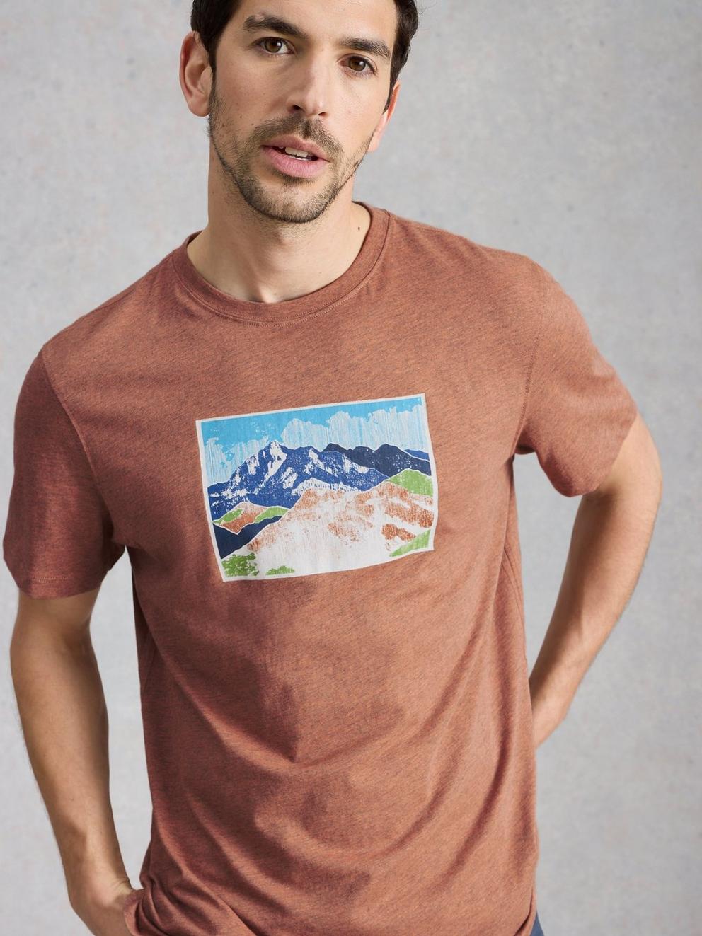 Abersoch Mountain Graphic Tee in PINK PR - MODEL DETAIL