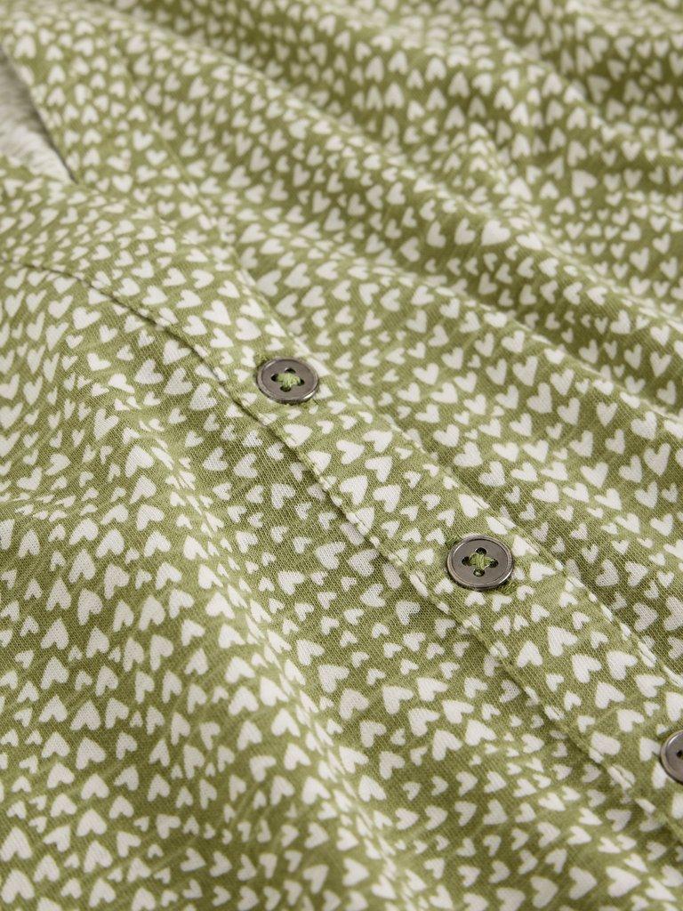 ANNIE JERSEY SHORT SLEEVE COLLARED SHIRT in GREEN MLT - FLAT DETAIL