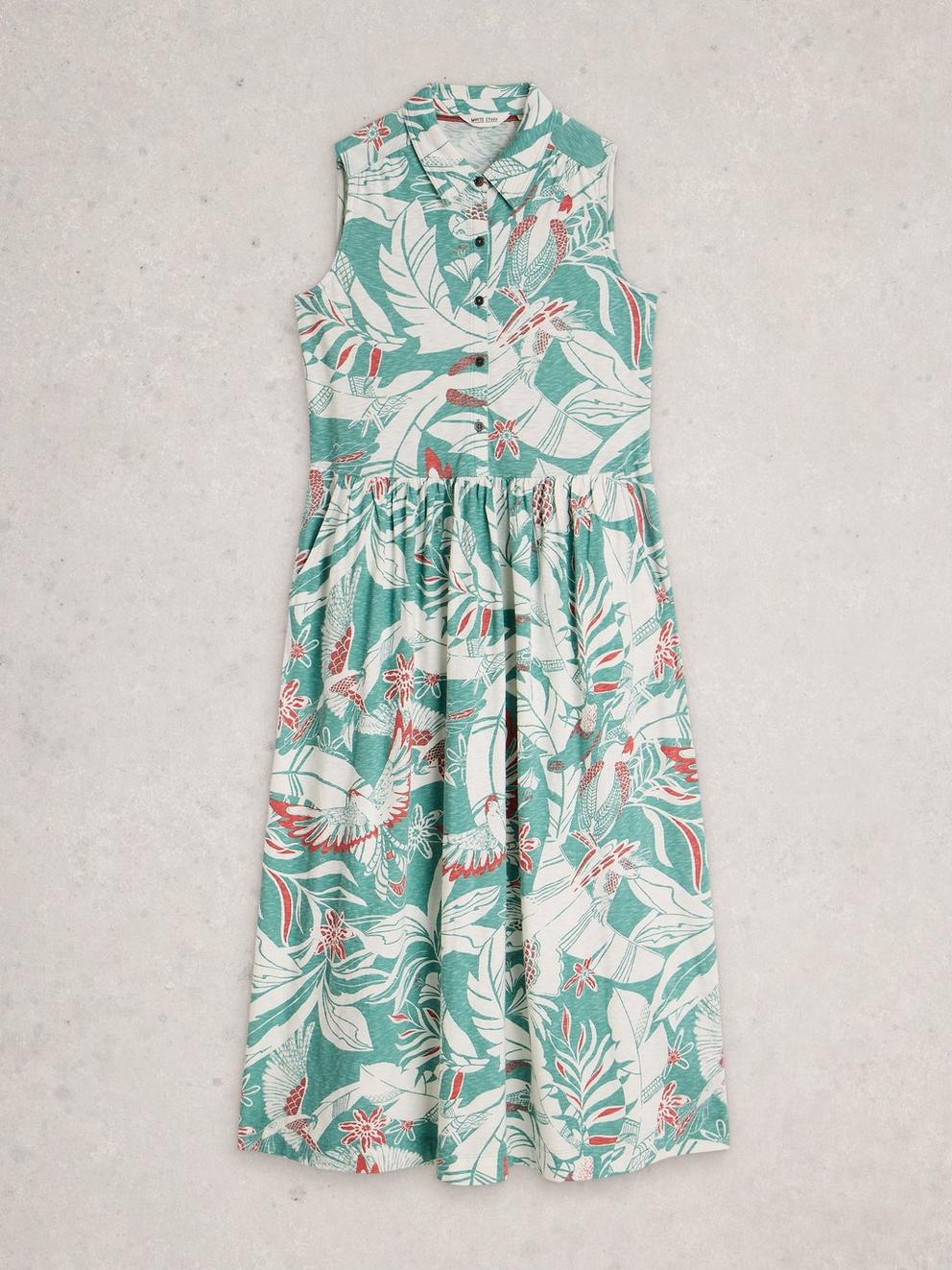 Rylee Sleeveless Shirt Dress in BLUE PR - FLAT FRONT