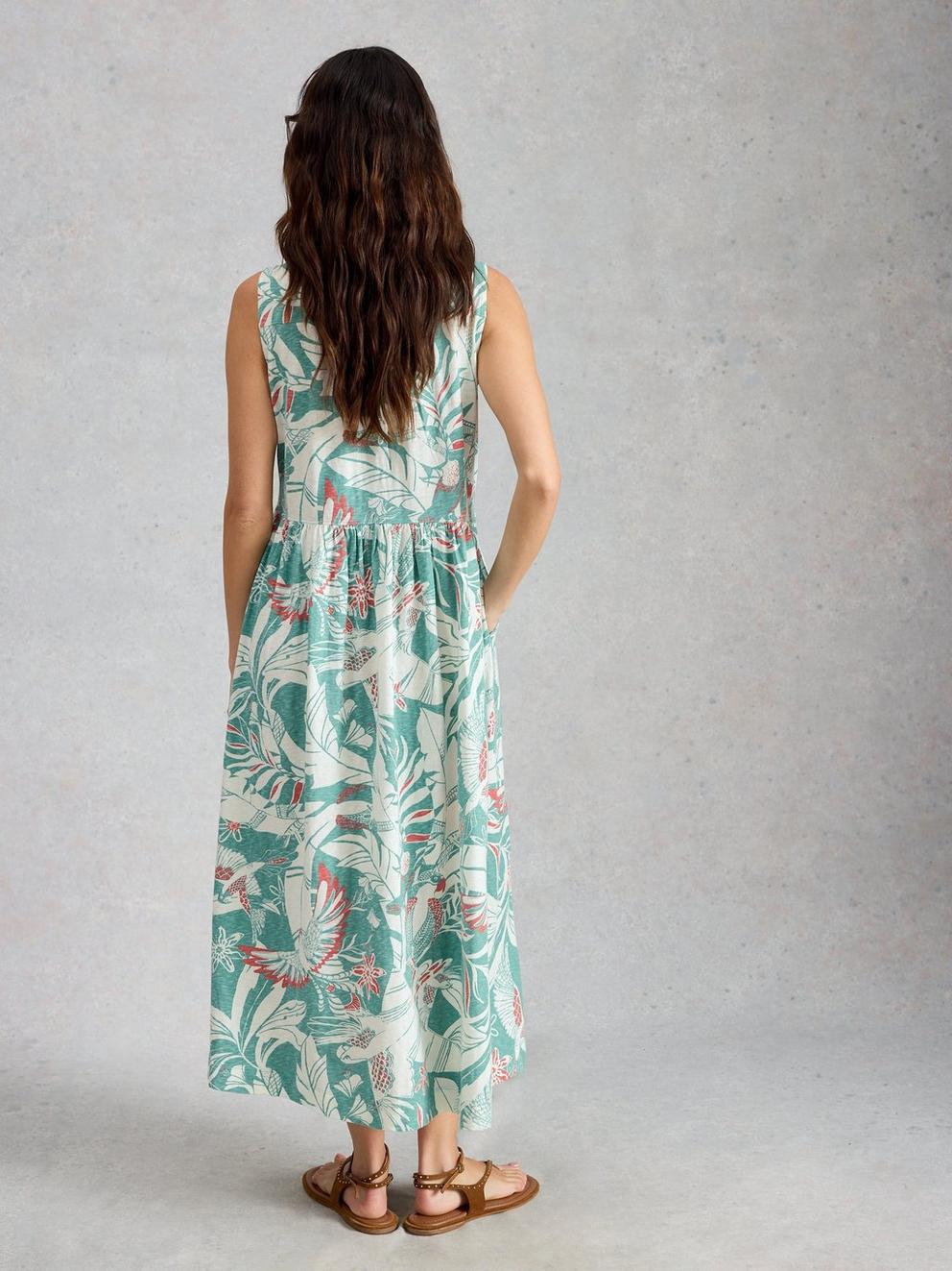 Rylee Sleeveless Shirt Dress in BLUE PR - MODEL BACK