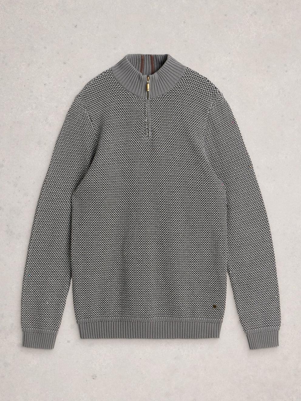 Attadale Funnel Neck Pattern in GREY MLT - FLAT FRONT