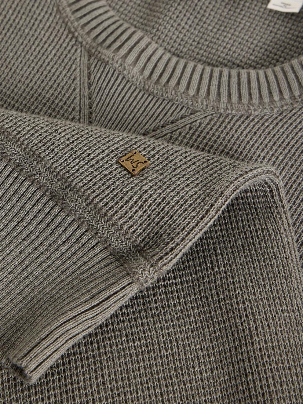 Attadale Plain Long Sleeve Jumper in LGT GREY - FLAT DETAIL