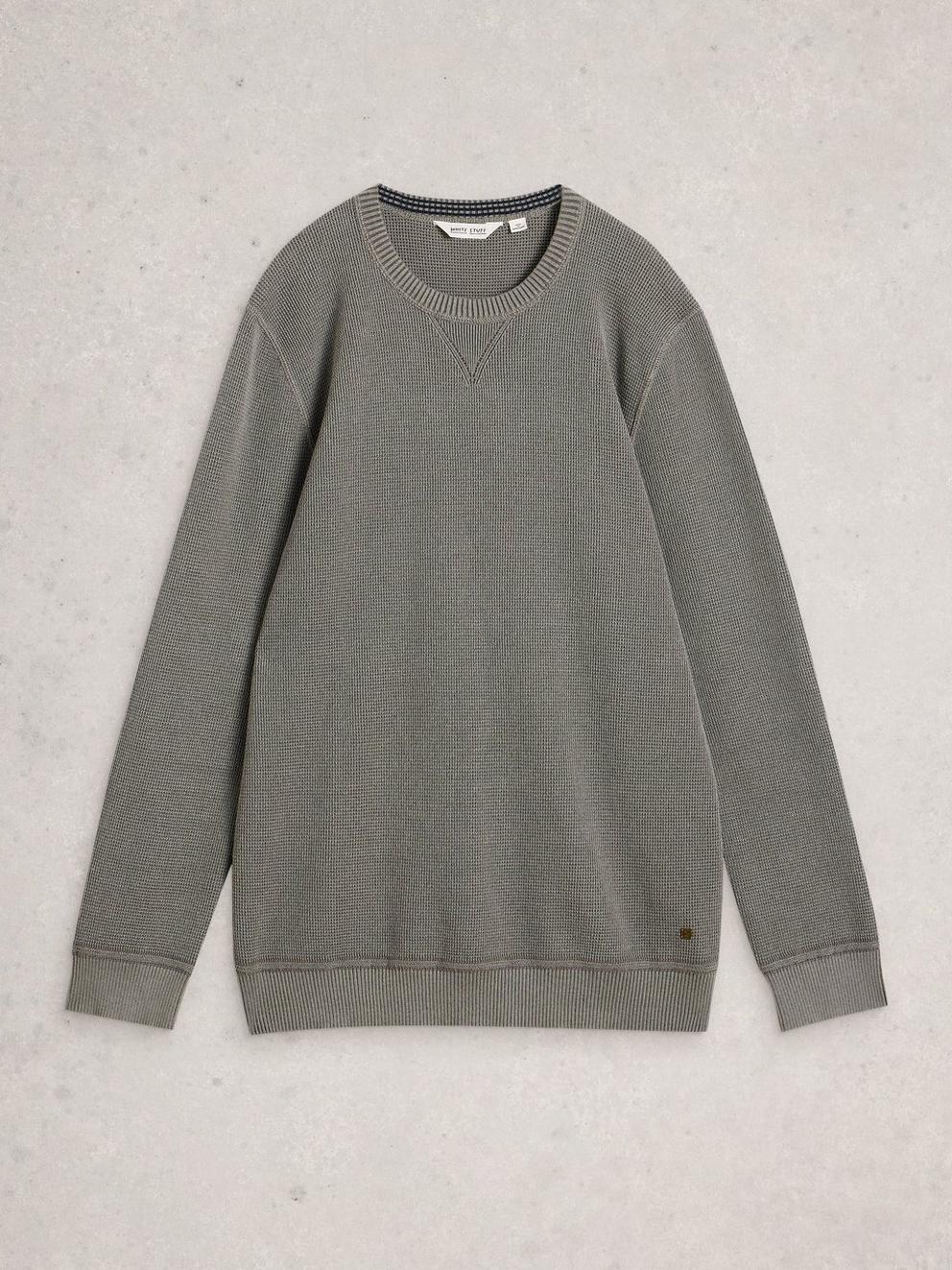 Attadale Plain Long Sleeve Jumper in LGT GREY - FLAT FRONT