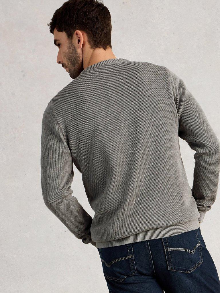 Attadale Plain Long Sleeve Jumper in LGT GREY - MODEL BACK