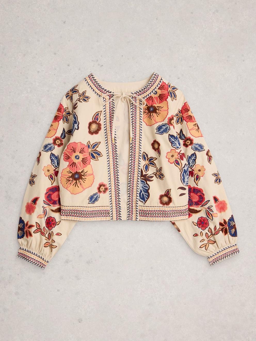 Jolie Embroidered Jacket in IVORY MLT - FLAT FRONT