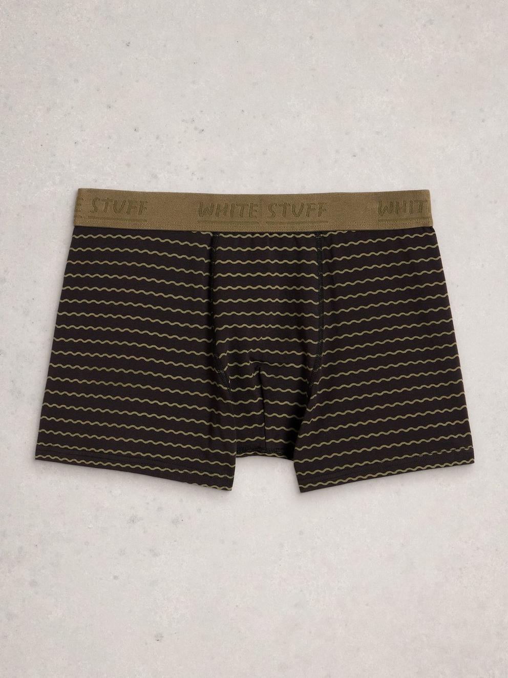 Hove 2pk Boxers Striped Plain in BLK PR - FLAT BACK