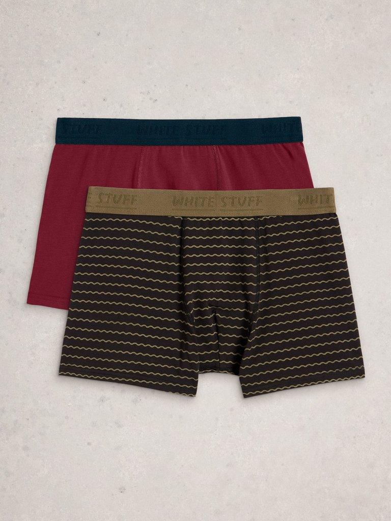 Hove 2pk Boxers Striped Plain in BLK PR - FLAT FRONT
