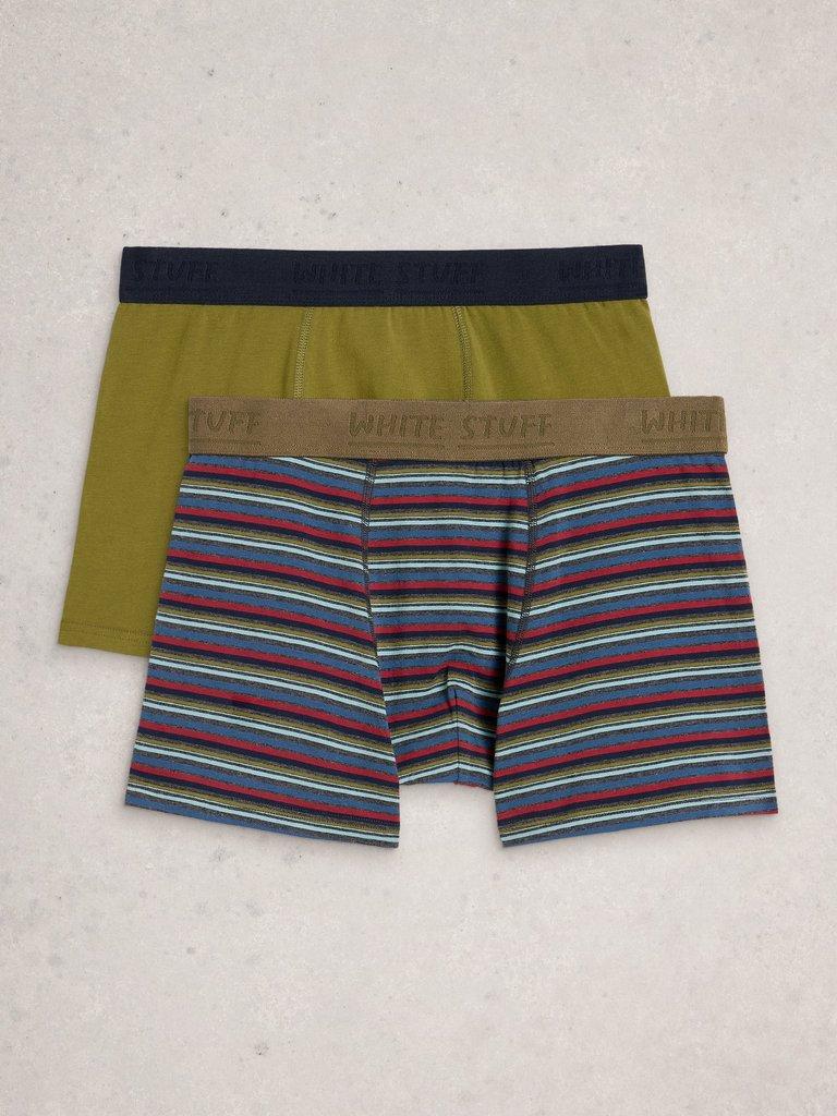 Hove 2pk Boxers Striped Plain in RED PR - FLAT FRONT