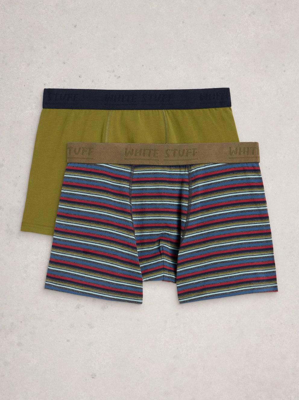 Hove 2pk Boxers Striped Plain in RED PR - FLAT FRONT