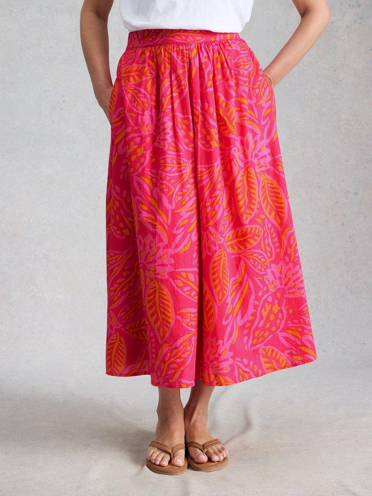 Abigail Midi Printed Skirt in PINK PR - LIFESTYLE