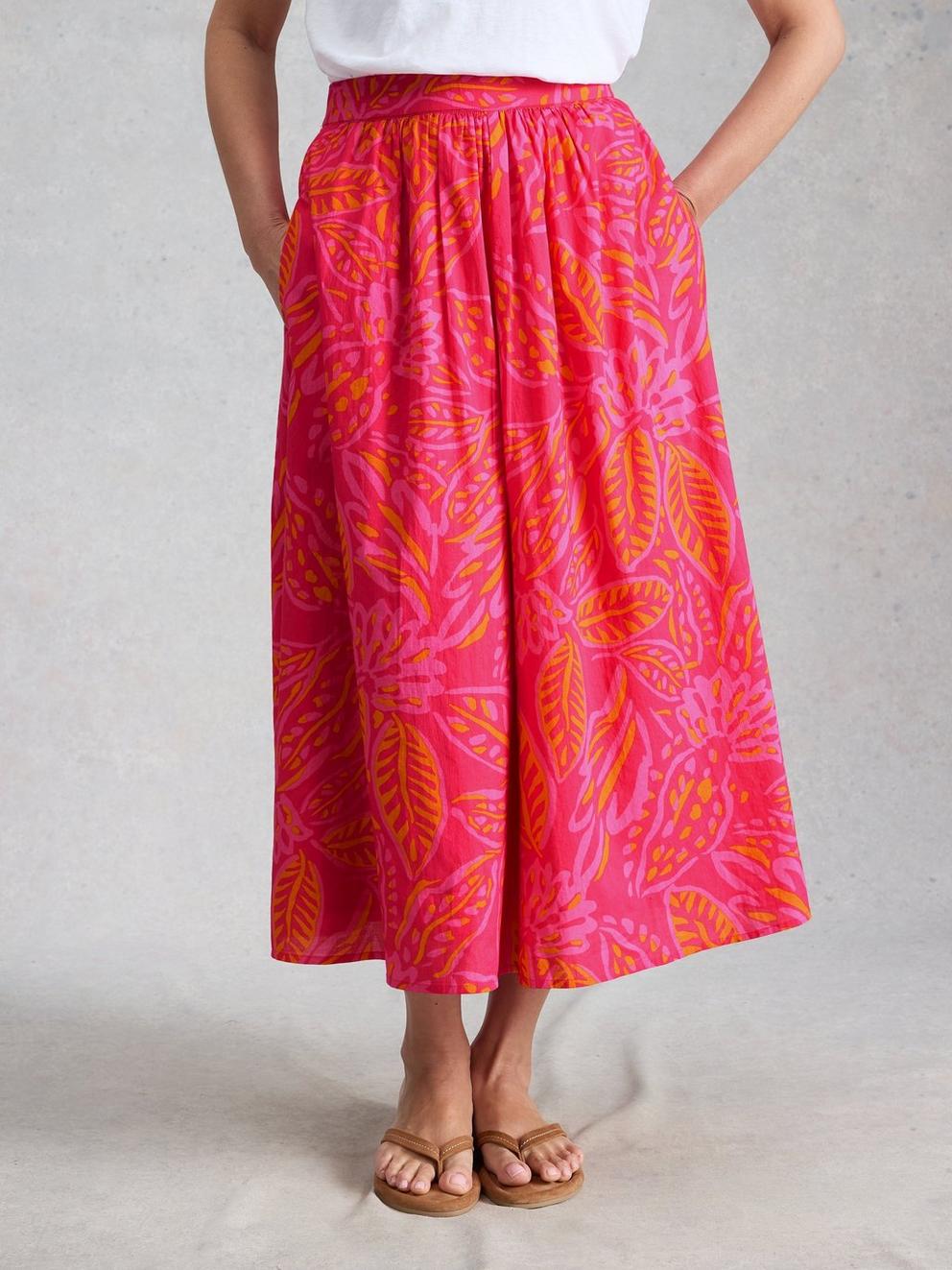 Abigail Midi Printed Skirt in PINK PR - LIFESTYLE