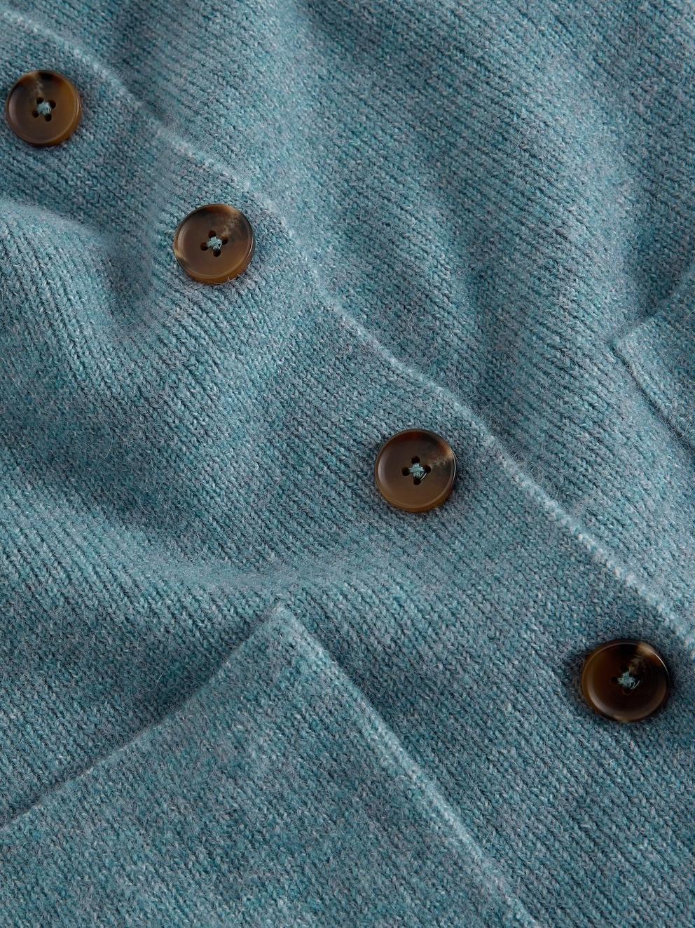 MARGOT BUTTON CARDI in MID BLUE - FLAT DETAIL