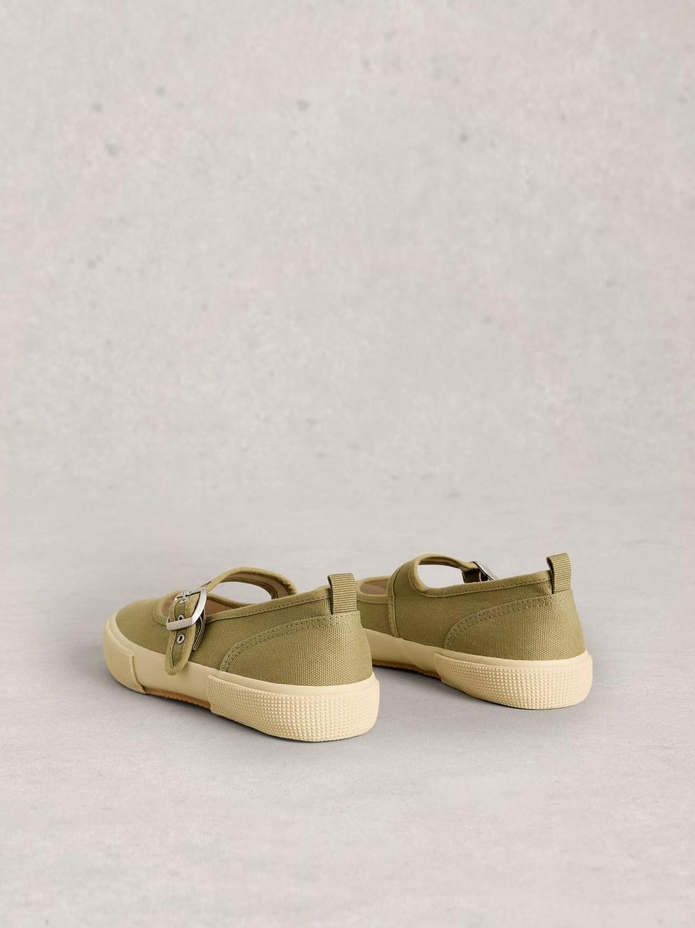 Pippa Mary Jane Trainer in KHAKI GRN - FLAT BACK