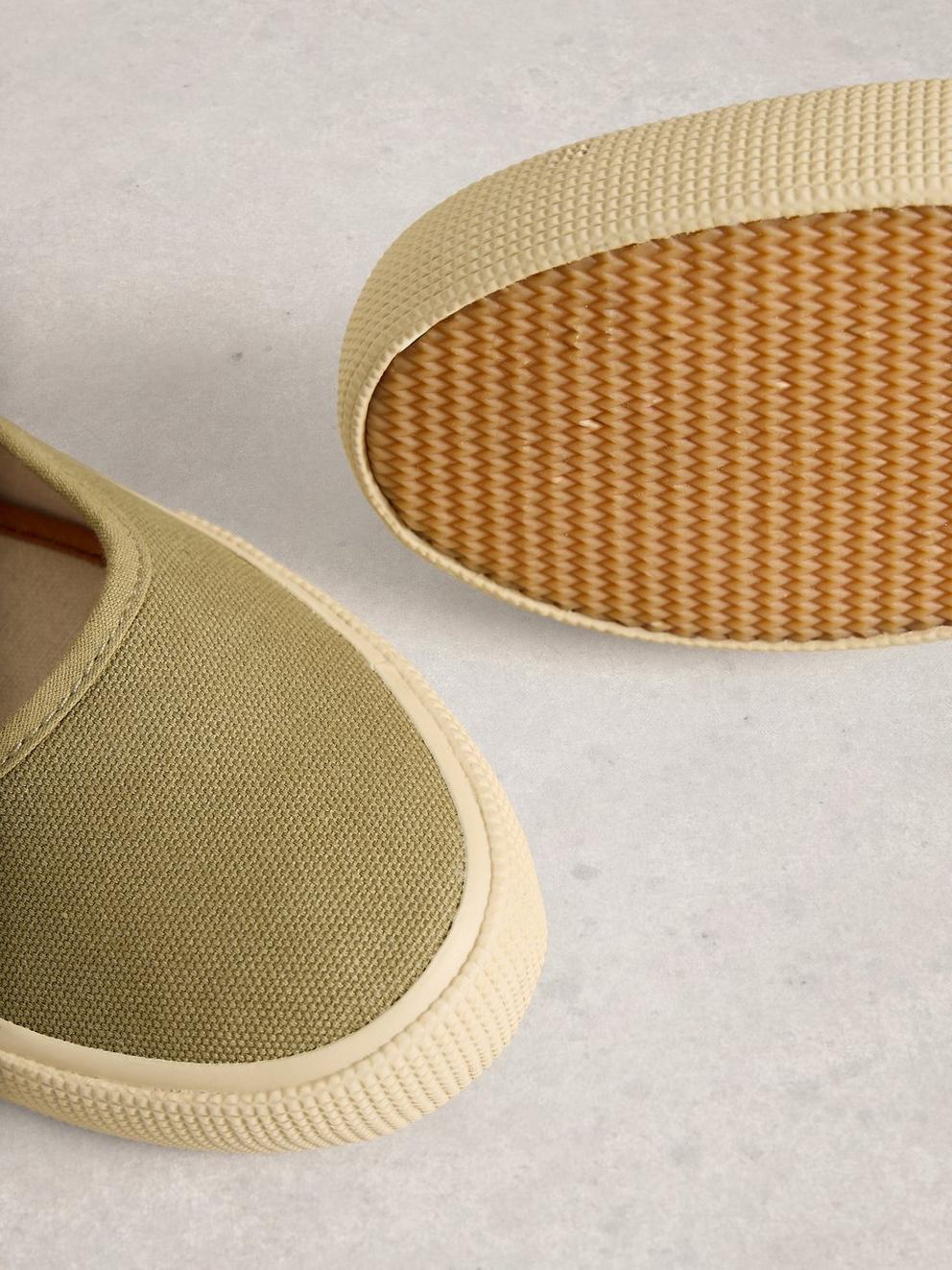 Pippa Mary Jane Trainer in KHAKI GRN - FLAT DETAIL