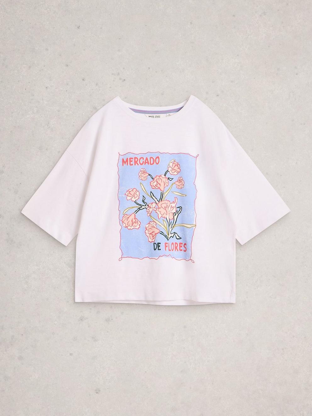 KATYA CREW NECK TEE in WHITE PR - FLAT FRONT