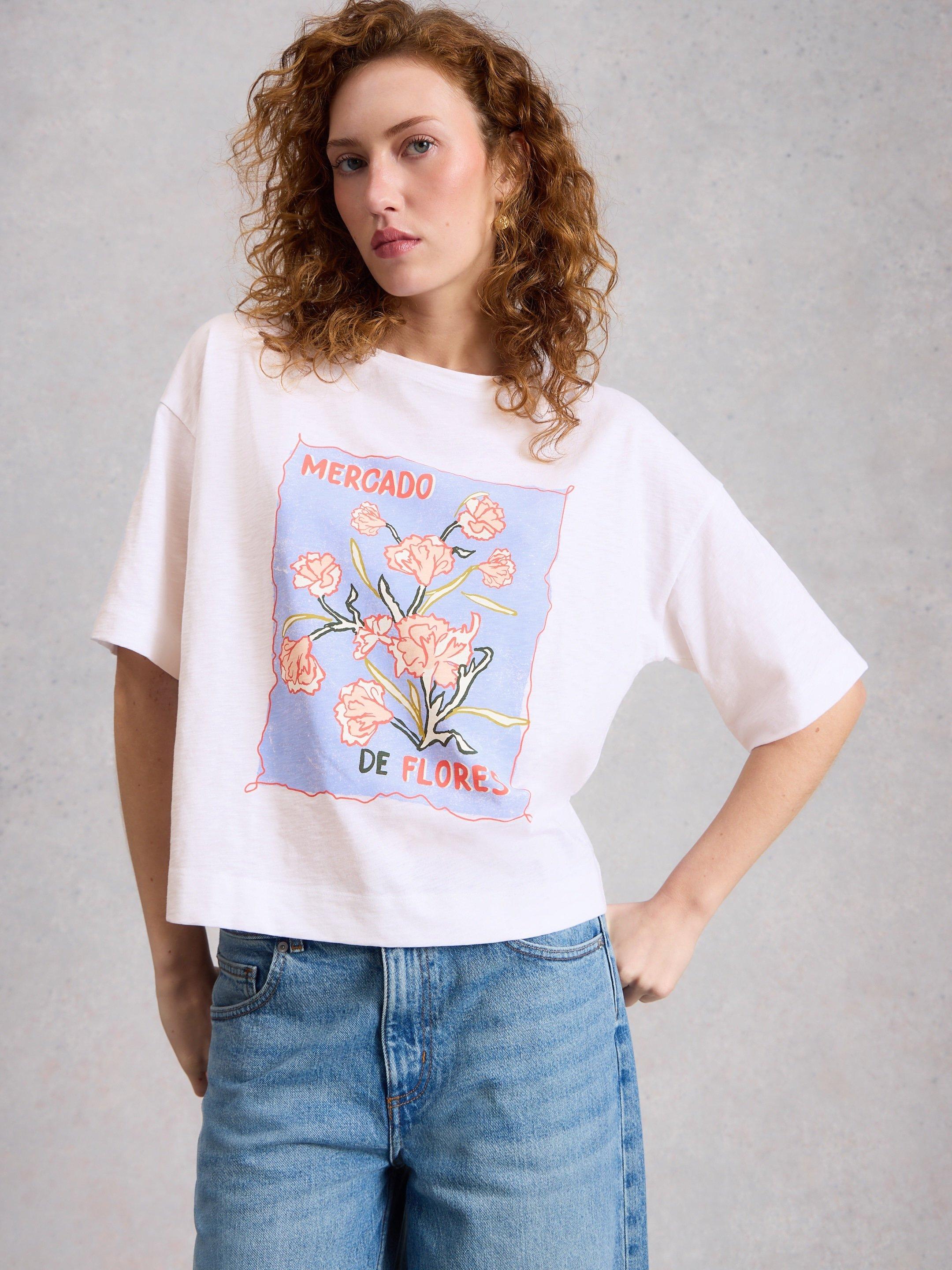 KATYA CREW NECK TEE in WHITE PRINT | White Stuff