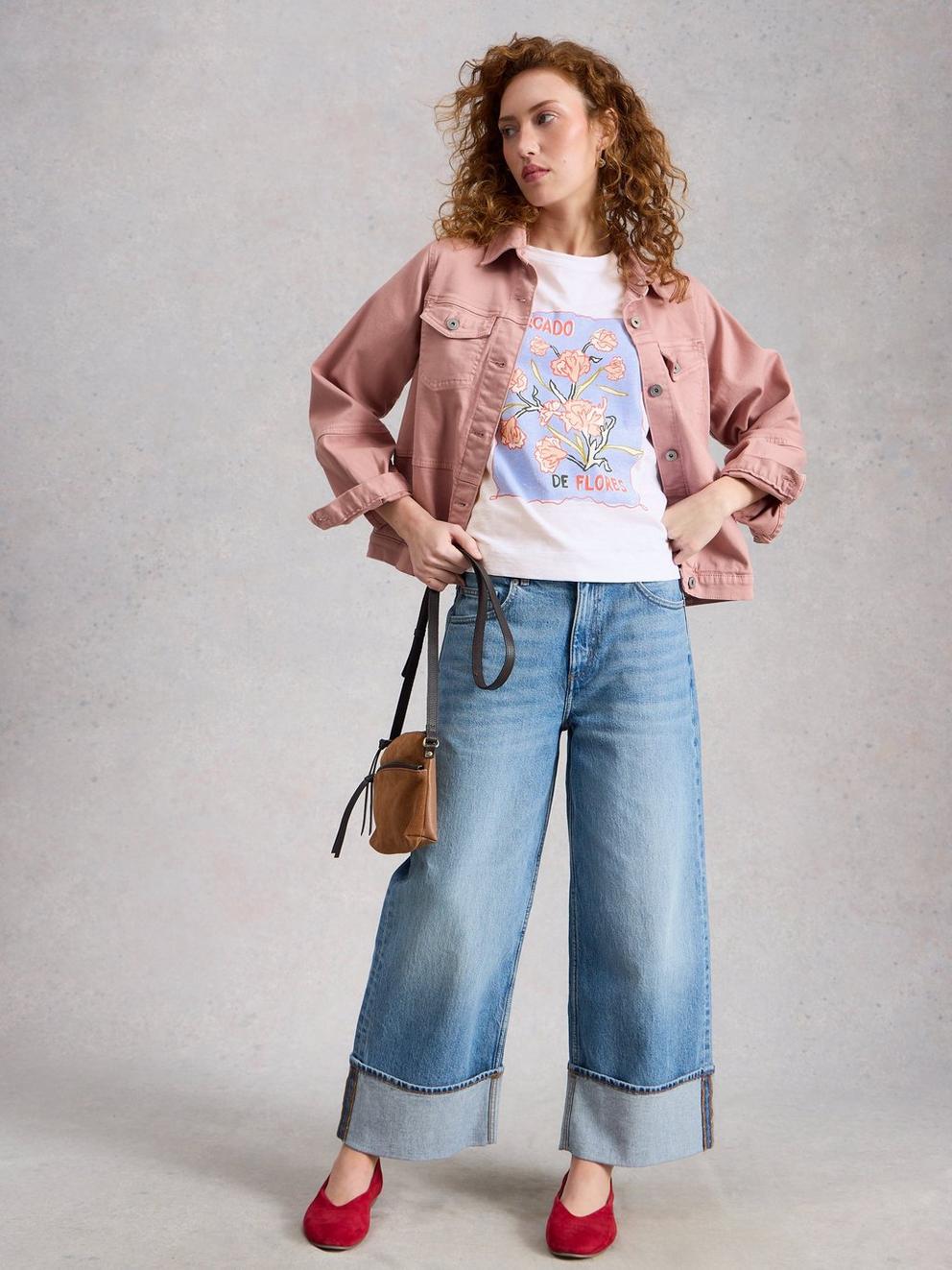 KATYA CREW NECK TEE in WHITE PR - MODEL FRONT