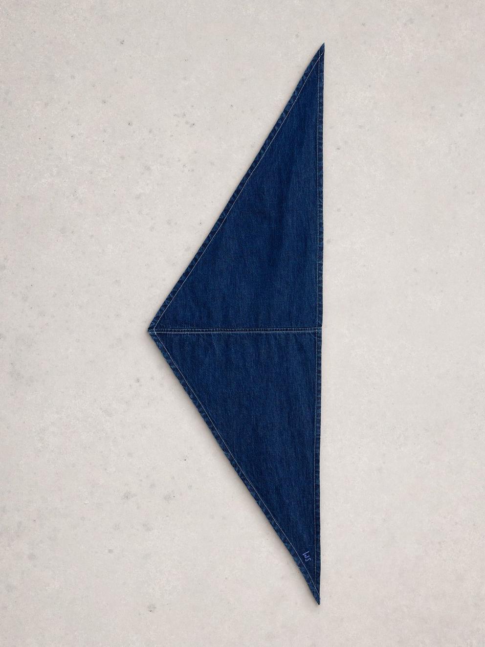 Charlie Denim Triangle Scarf in DK DENIM - FLAT BACK