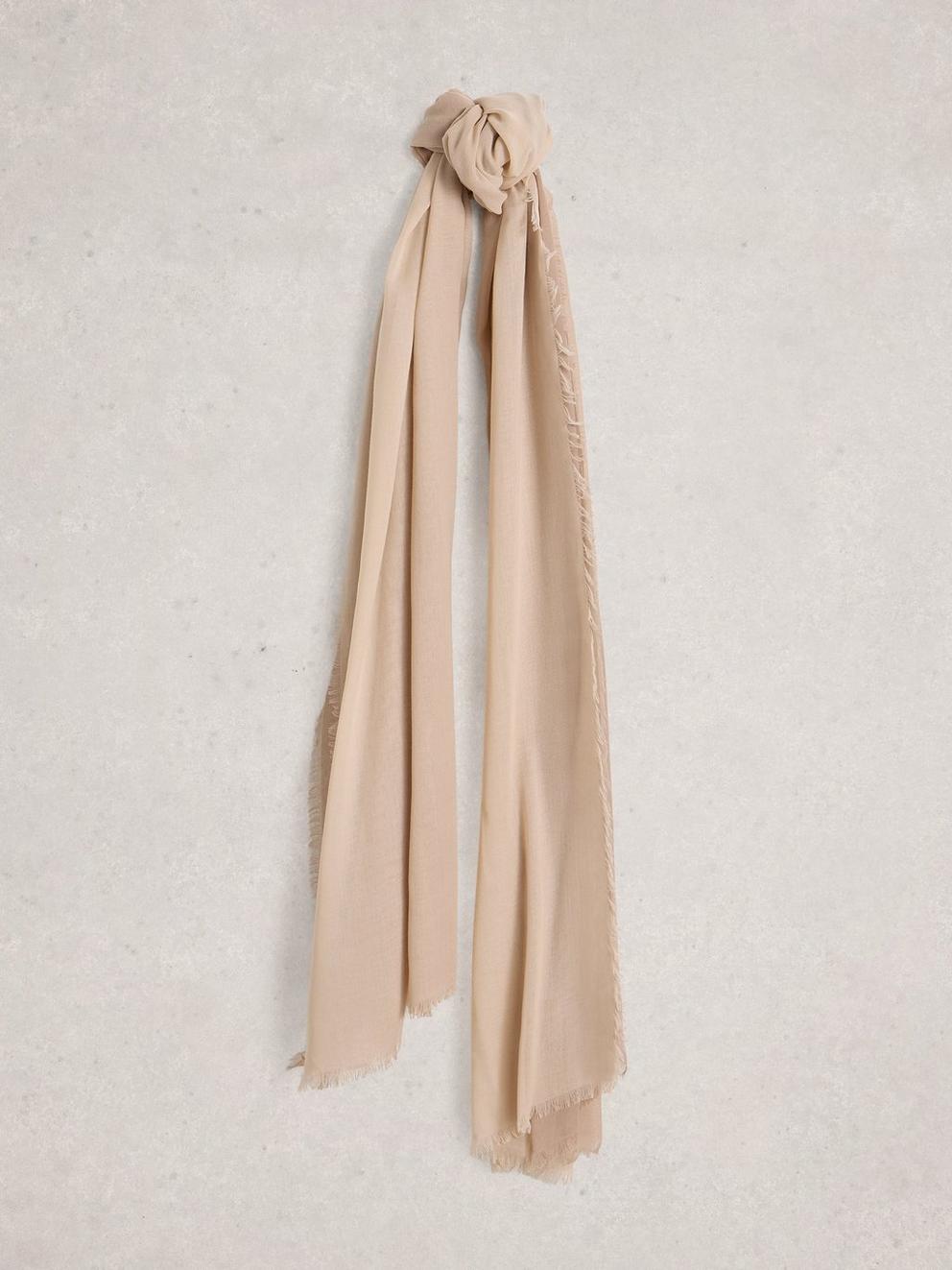 Plain Penny Oversized Scarf in LGT NAT - FLAT FRONT
