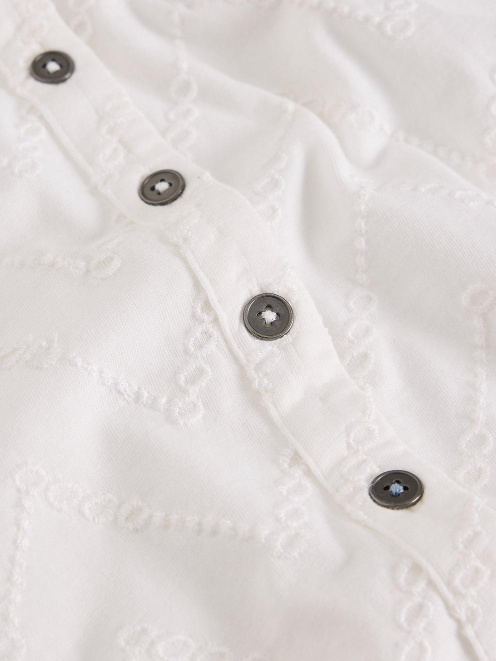 ANNIE SS BRODERIE SHIRT in BRIL WHITE - FLAT DETAIL