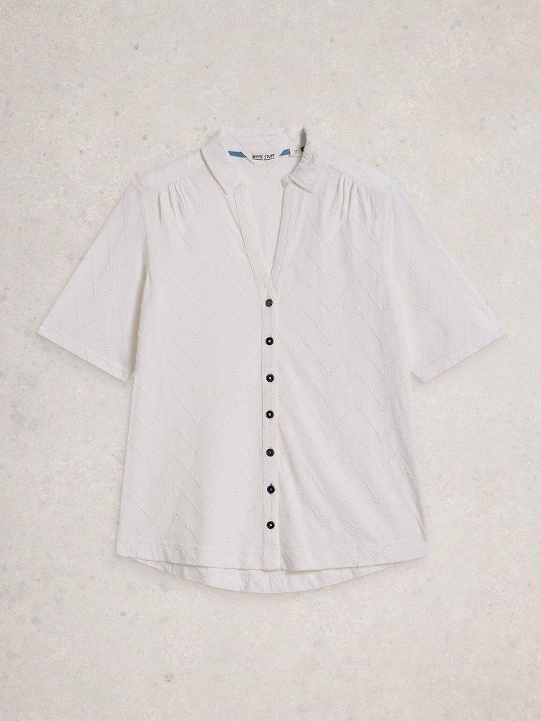 ANNIE SS BRODERIE SHIRT in BRIL WHITE - FLAT FRONT