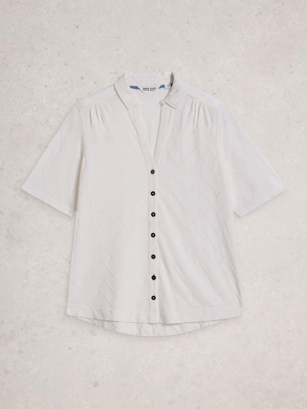 ANNIE SS BRODERIE SHIRT in BRIL WHITE - FLAT FRONT