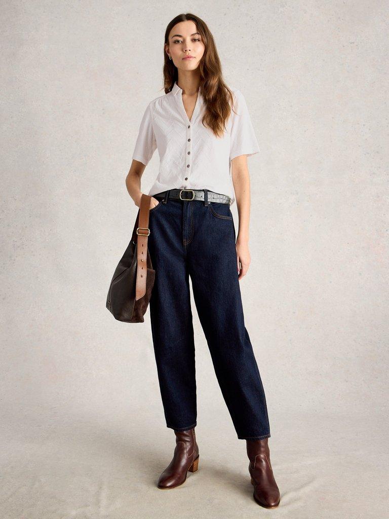 ANNIE SS BRODERIE SHIRT in BRIL WHITE - MODEL FRONT