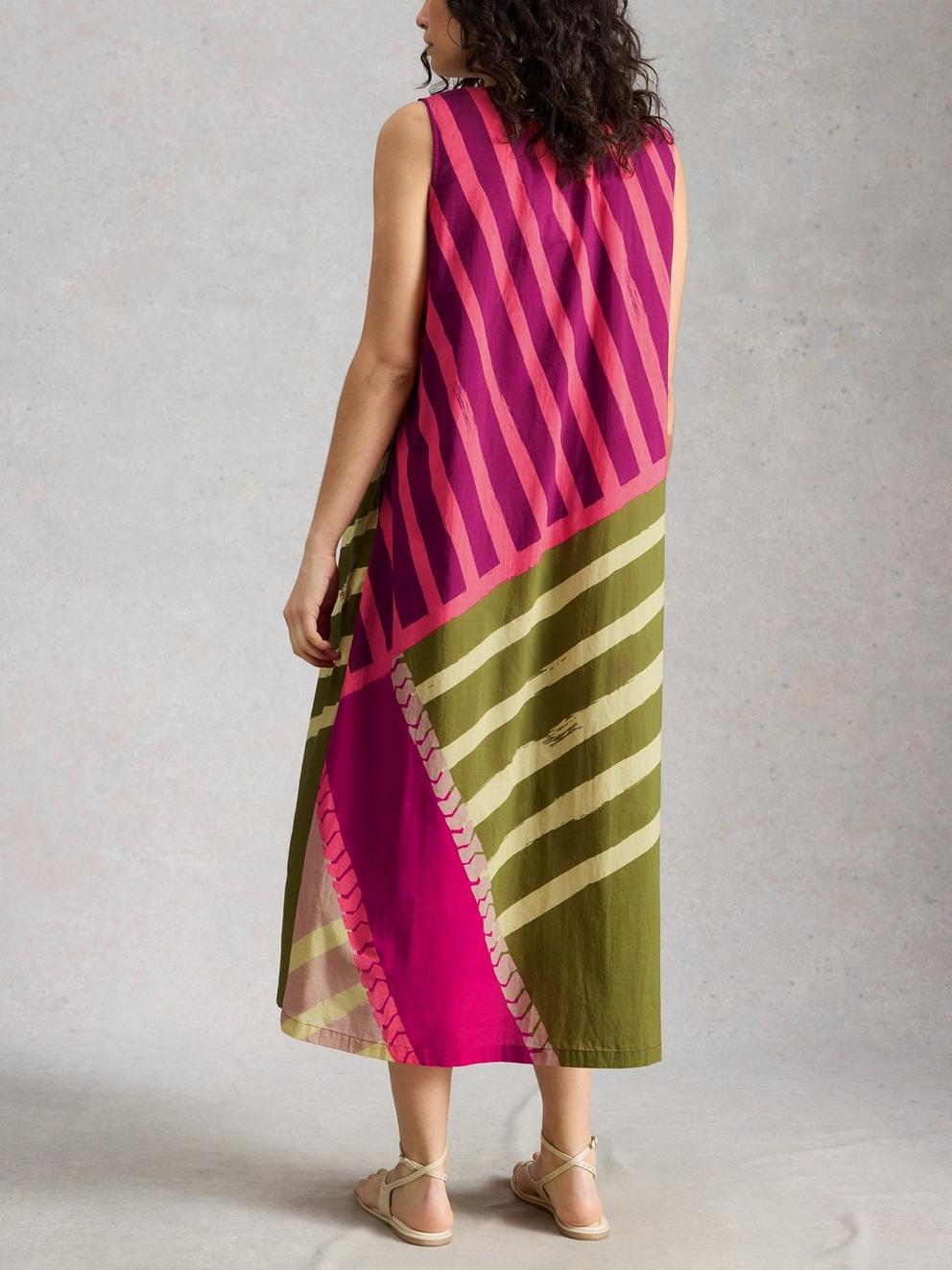 Aggie Maxi Dress in PINK MLT - MODEL BACK