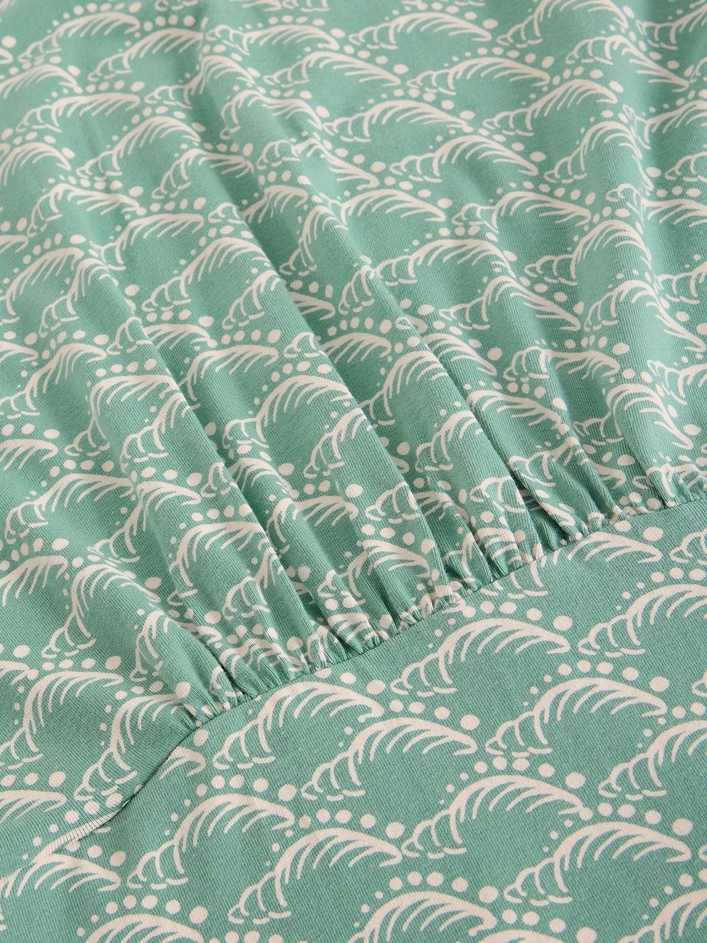 Olivia Jersey Short Sleeve Dress in TEAL PR - FLAT DETAIL