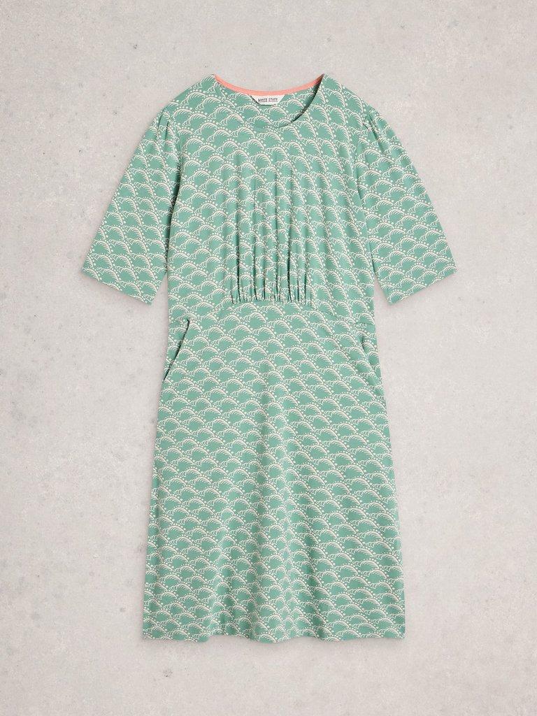 Olivia Jersey Short Sleeve Dress in TEAL PR - FLAT FRONT