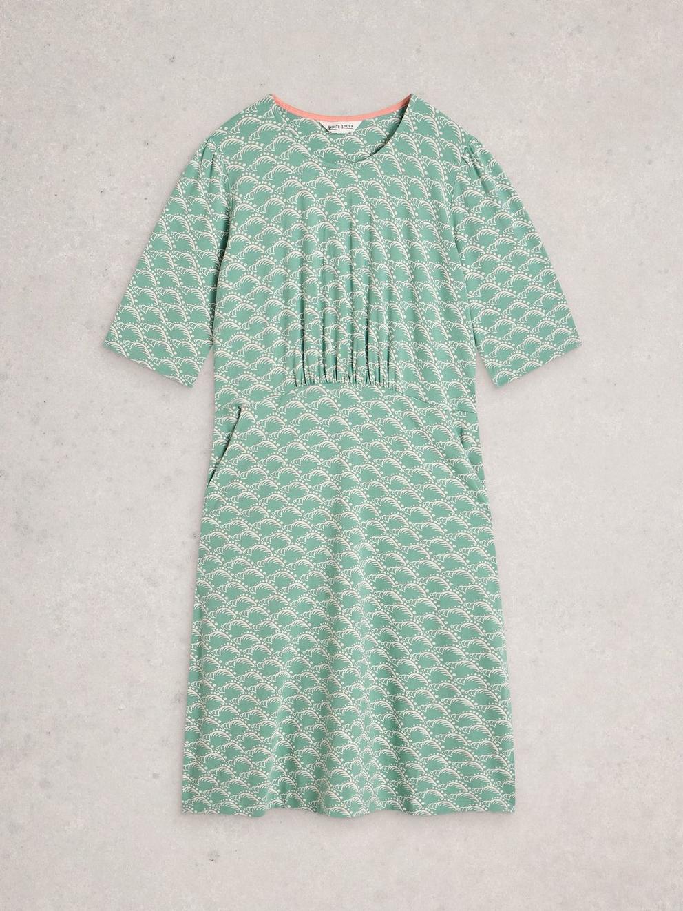 Olivia Jersey Short Sleeve Dress in TEAL PR - FLAT FRONT