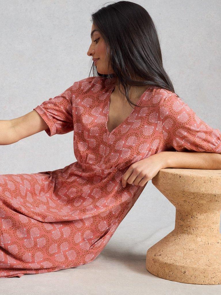 Megan Jersey Dress in PINK PR - MODEL FRONT