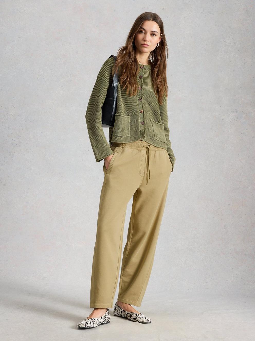 Daydreamer Barrel Jogger in KHAKI GRN - MODEL FRONT