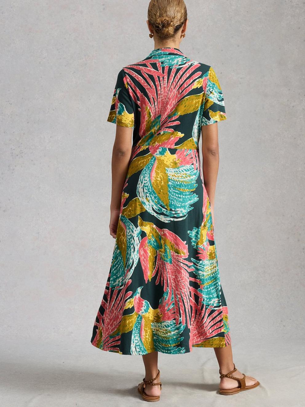 Rua Jersey Shirt Dress in PINK MLT - MODEL BACK