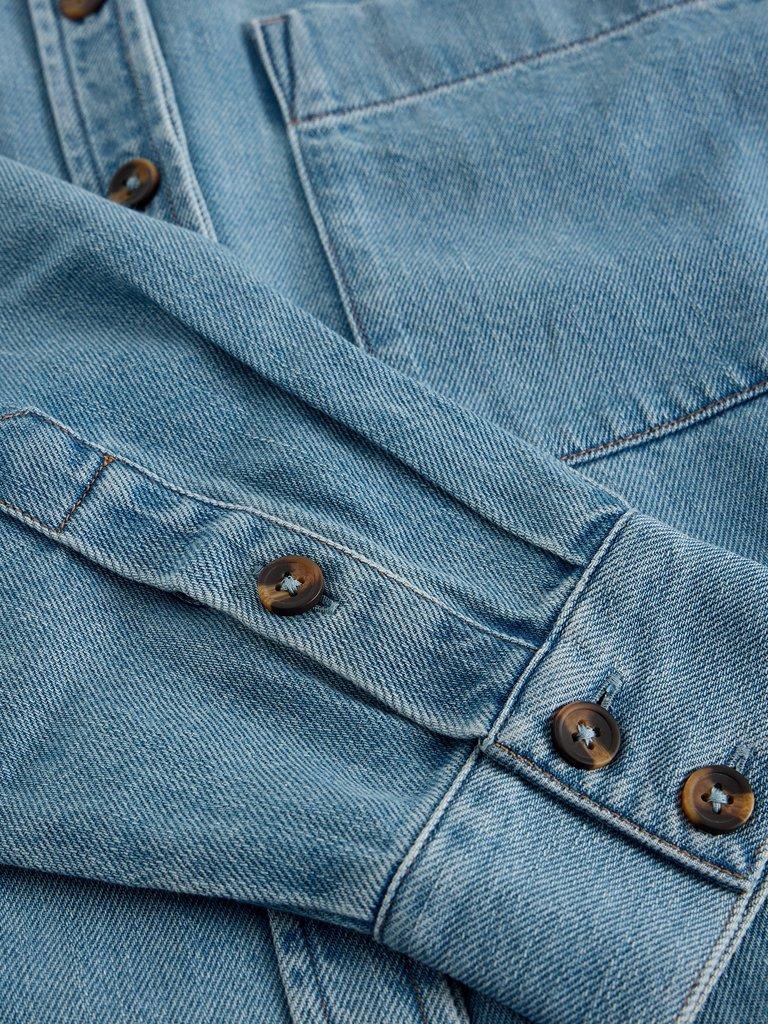 Lydia Denim Shirt in MID DENIM - FLAT DETAIL