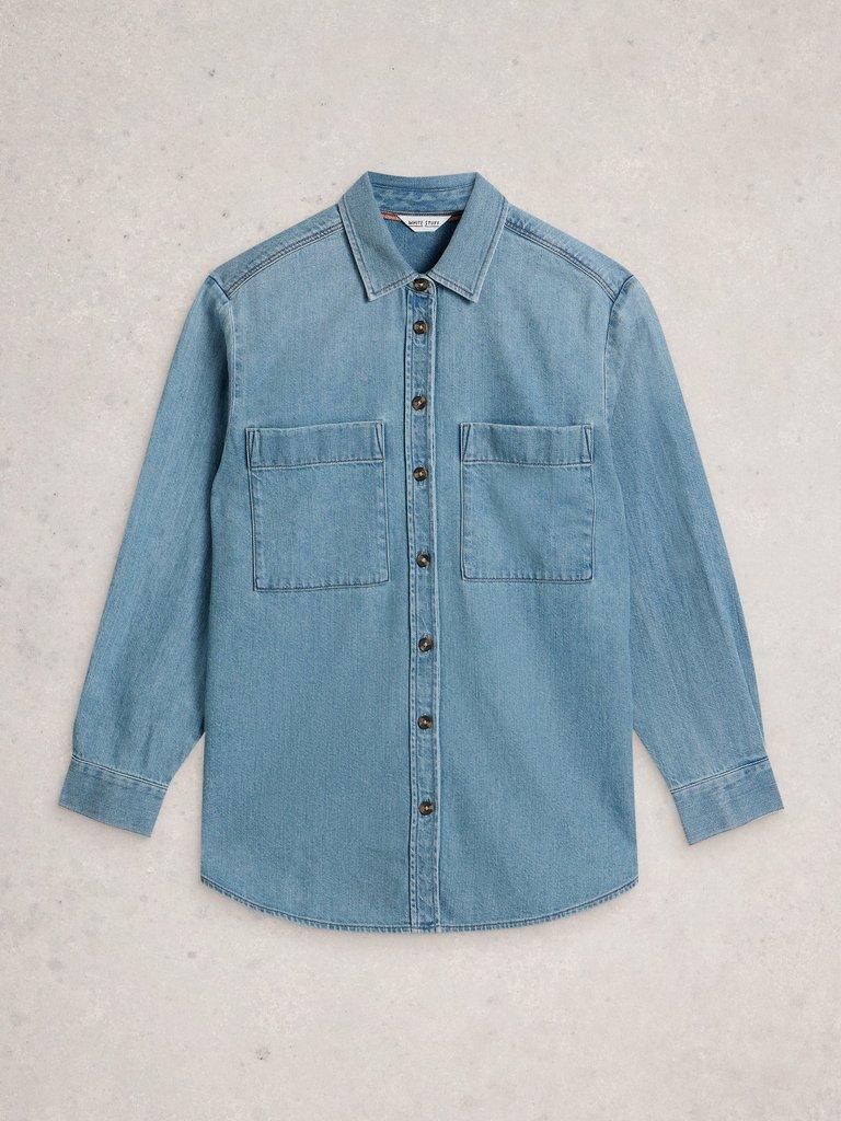 Lydia Denim Shirt in MID DENIM - FLAT FRONT